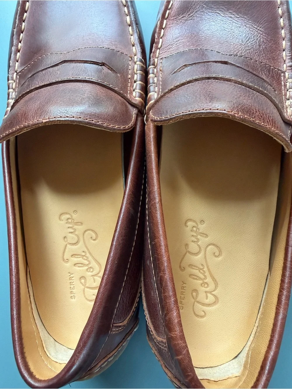 Sperry Gold Cup Men's Brown Leather Penny Loafers - Classic Slip-On Dress Casual